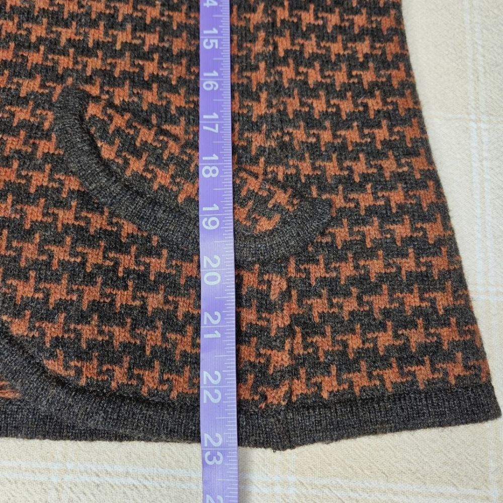 David Brooks Vintage Pumpkin Brown Houndstooth Lambswool Knit Sweater Blazer - Picture 12 of 15